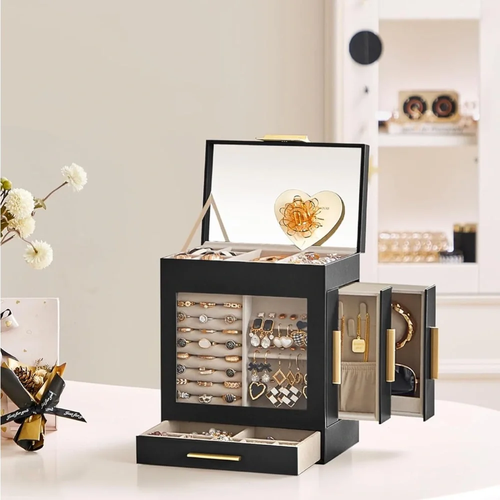 Black Jewelry Box with glass window